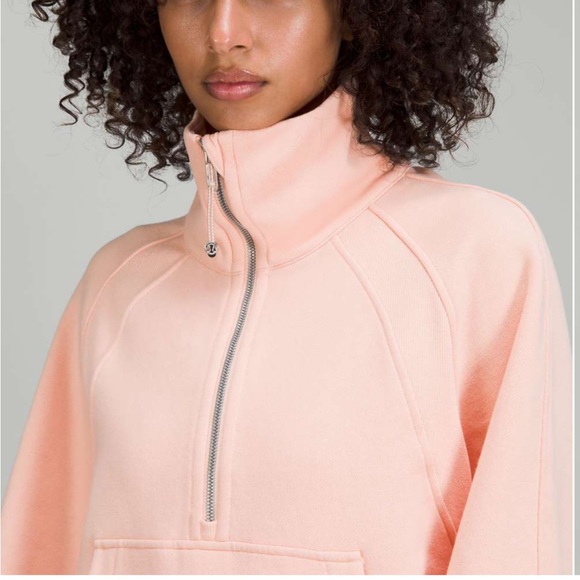 ❤️LULULEMON SCUBA OVERSIZED FUNNEL NECK HALF ZIP HOODIE-PEACH SATIN-M/L & XL/XXL - Picture 2 of 13